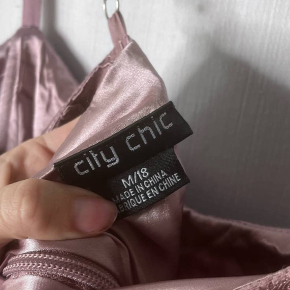 City Chic Blush Pink Lace Spaghetti Strap Sheath Dress Size M/ 18 - Picture 3 of 4